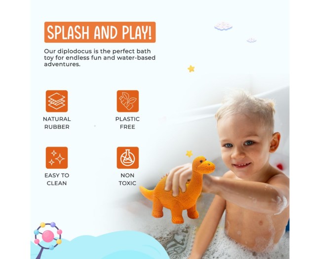 natural rubber dinosaur bath toy